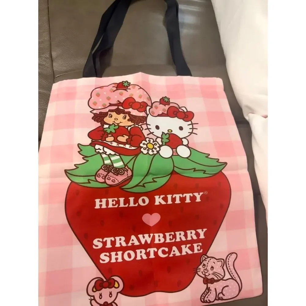 Two Strawberry Shortcake Pillows & Tote Bag.Pillows Have Checkered Background